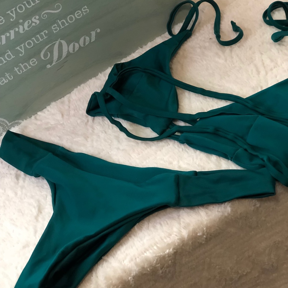 Forest Green Strappy Bikini Set